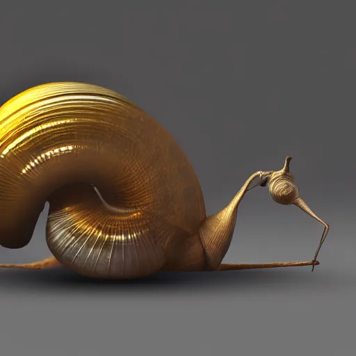 Prompt: a snail with a golden shell wearing dark shades, 4 k, digital art, realistic