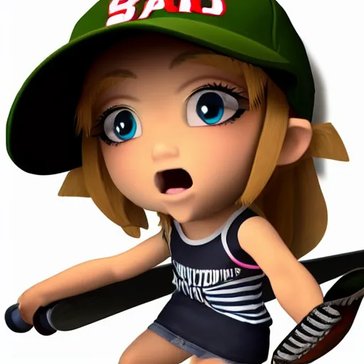 Prompt: profile pic of a chibi skater girl with a baseball cap 3 d render character art 8 k