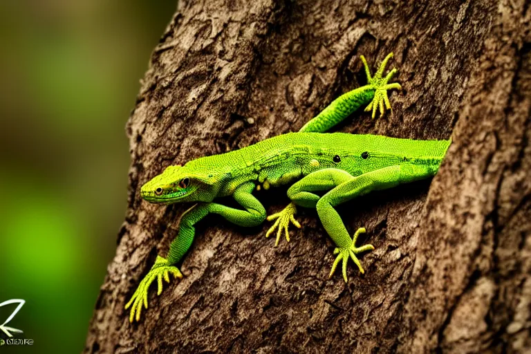 Image similar to photorealistic lizard, deep forest on all background, 5 0 mm, kanon, bokeh