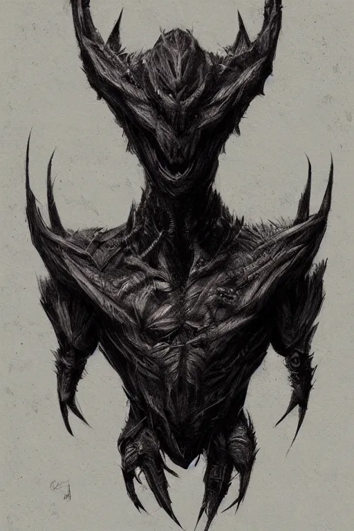 Prompt: creature design, concept art, small, menacing, dark, brooding