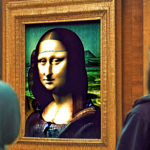 Image similar to a cyberpunk Mona Lisa