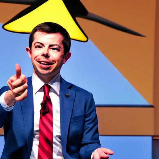 Prompt: Pete Buttigieg firing a Kamehameha energy blast