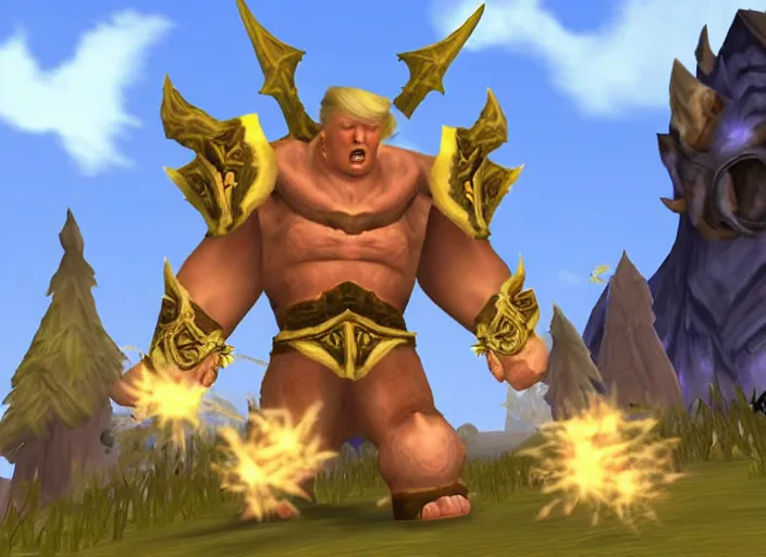 Image similar to donald trump in thunder bluff world of warcraft