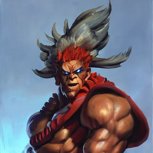 Prompt: greg manchess portrait painting of partially armored akuma from street fighter as overwatch character, medium shot, asymmetrical, profile picture, organic painting, sunny day, matte painting, bold shapes, hard edges, street art, trending on artstation, by huang guangjian and gil elvgren and gerald brom