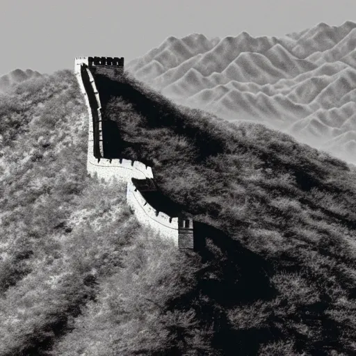 Prompt: photograph of the great wall of china on the moon