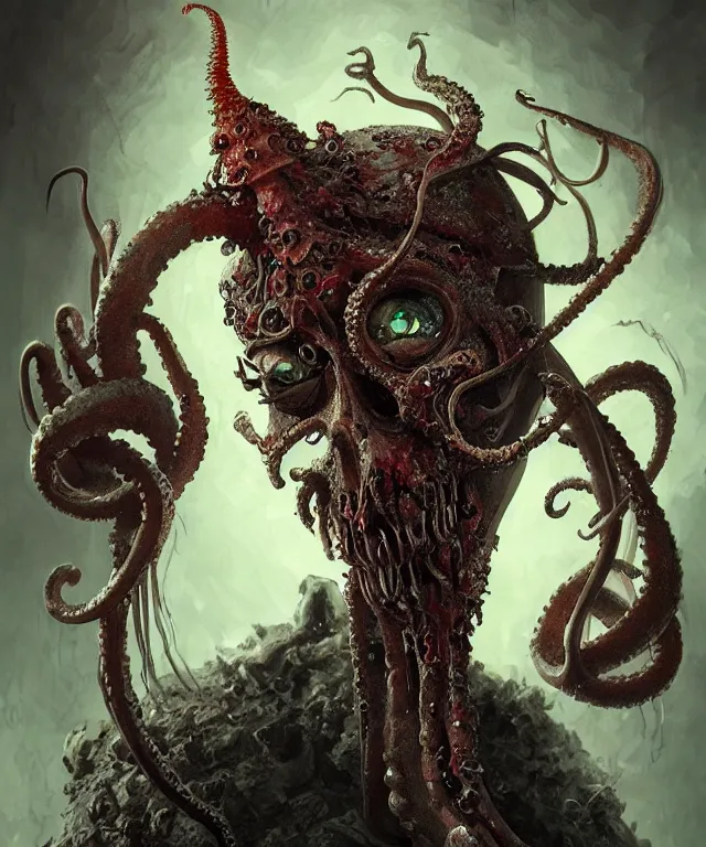 Image similar to a squid faced zombie, fantasy, intricate, elegant, highly detailed, digital painting, artstation, concept art, matte, sharp focus, illustration, art by keith thompson and christopher lane