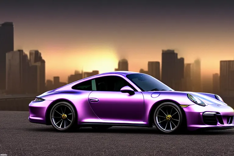 Image similar to iridescent Porsche 911, macro photography, by Thomas Kincade, Richard Sigamani, 8k photorealistic, HD, high details, concept art, trending on artstation