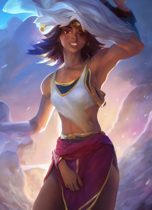 Image similar to taliyah, from league of legends, au naturel, athletic, with abs, perfect cosplay, hyper detailed, symmetrical body, digital art, trending in artstation, cinematic lighting, studio quality, smooth render, unreal engine 5 rendered, octane rendered, art style by klimt and nixeu and ian sprigger and wlop and krenz cushart