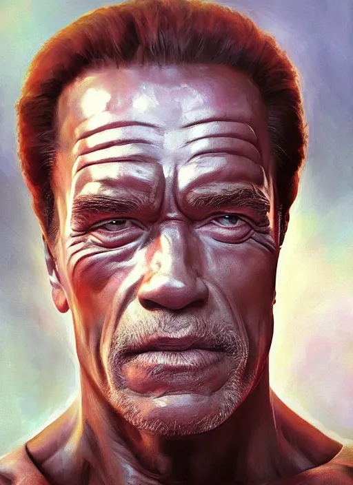 Image similar to Arnold Schwarzenegger as thufir hawat, human computer, VR headset, digital art from artstation by Ruan Jia and Mandy Jurgens and Artgerm and william-adolphe bouguereau