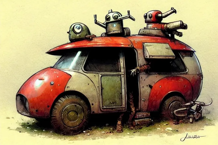 Image similar to adventurer ( ( ( ( ( 1 9 5 0 s retro future robot android rat hero wagon. muted colors. ) ) ) ) ) by jean baptiste monge!!!!!!!!!!!!!!!!!!!!!!!!! chrome red