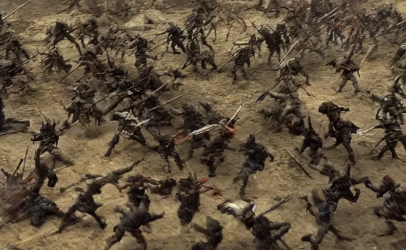 Image similar to An insane battle scene but the camera is too blurry to make out what is going on