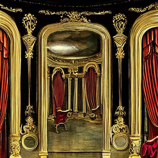 Prompt: mirror covered theatre of grandiose illusion