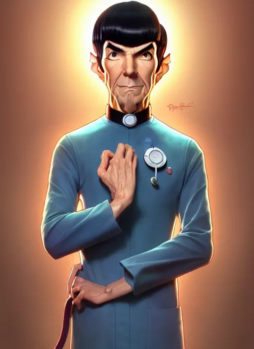 Image similar to cute doctor spock, natural lighting, path traced, highly detailed, high quality, digital painting, by don bluth and ross tran and studio ghibli and alphonse mucha, artgerm