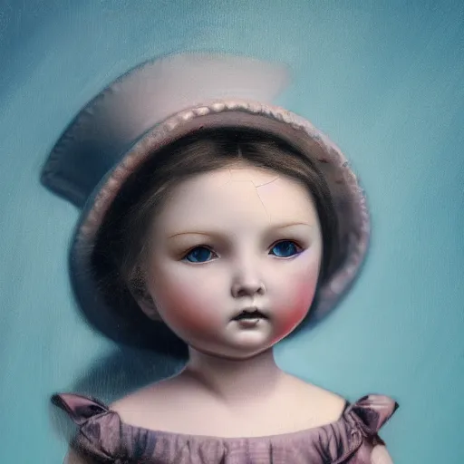 Image similar to cute porcelain doll ned kelly, mark ryden style, vivid colors, high details, cinematic, 8 k resolution, beautiful detailed, photorealistic, digital painting, dark atmosphere, artstation, concept art, smooth, sharp focus, illustration, fantasy background, artstation trending, octane render, unreal engine