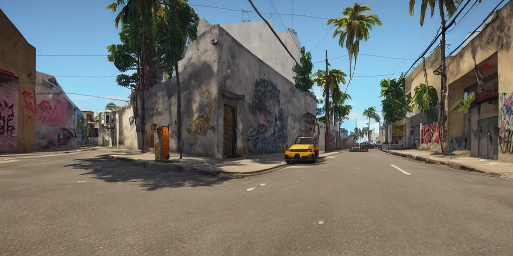 Image similar to zona 1 in guatemala city if it was a game like grand theft auto v first person view, with realistic visuals and award winning gameplay, graffitis