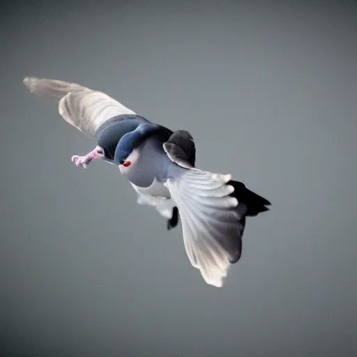 Prompt: pigeon!!!!!!!!!!!!! carrying!!!!!!!!! usb!!!!!! flying!!!!!!! photo photography soft focus