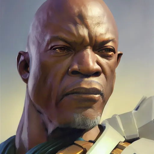 Image similar to greg manchess portrait painting of armored mace windu as overwatch character, medium shot, asymmetrical, profile picture, organic painting, sunny day, matte painting, bold shapes, hard edges, street art, trending on artstation, by huang guangjian and gil elvgren and sachin teng