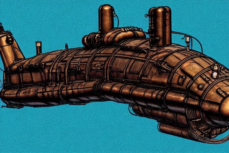 Prompt: steampunk submarine!, in the style of john avon and derek riggs and eva widermann, trending on artstation, halfrear lighting closeup view anaglyph filter, bokeh, anime, colored pencil art, belle epoque