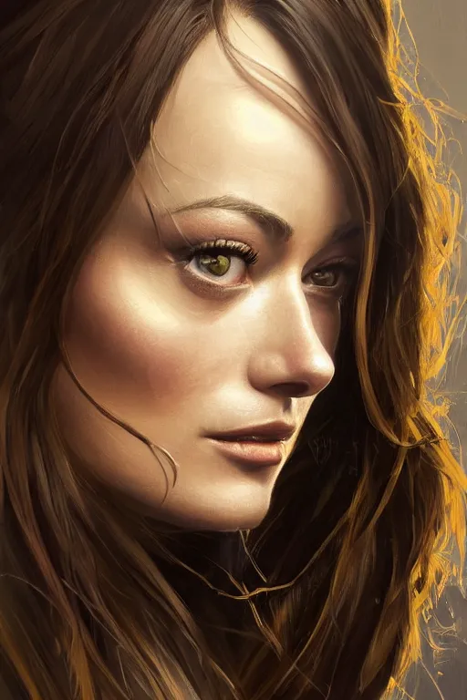 Prompt: a professionally painted portrait of Olivia Wilde, clothed in flames, olive skin, long dark hair, beautiful bone structure, symmetrical facial features, intricate, elegant, digital painting, trending on Artstation, concept art, smooth, sharp focus, illustration, from Metal Gear by Ruan Jia and Mandy Jurgens and Artgerm and William-Adolphe Bouguerea, award winning