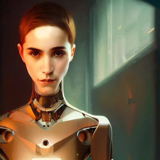 Image similar to headshot of humanoid robot from ex machina, artstation, artgerm, greg rutkowski, alphonse mucha, cgsociety