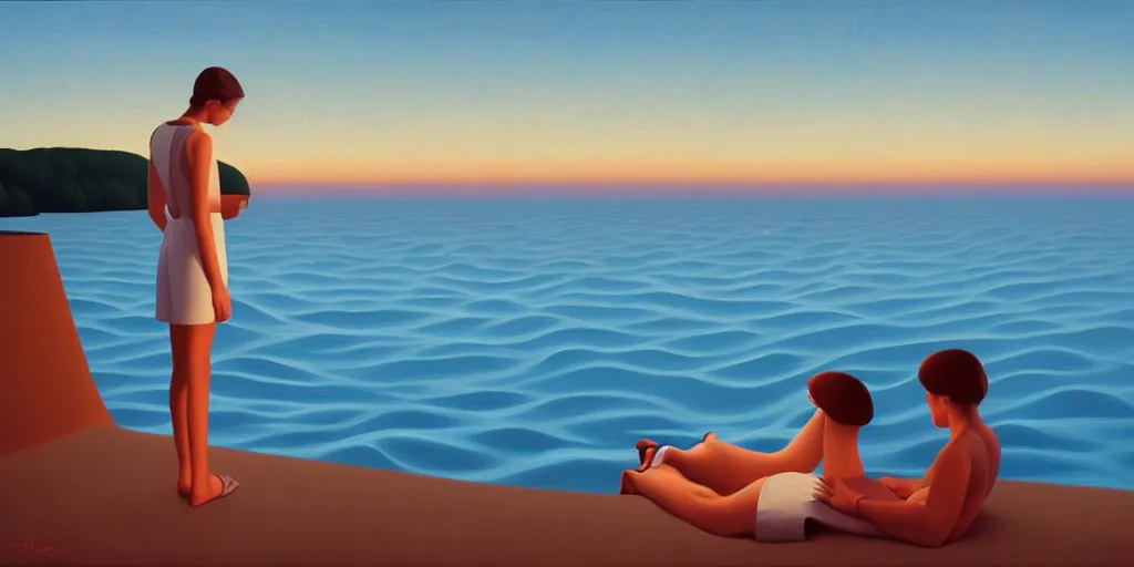 Image similar to watching the sea, summer evening, kenton nelson