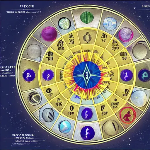 Prompt: the birth chart of god, hyper detailed, sharp focus, hd astrological signs
