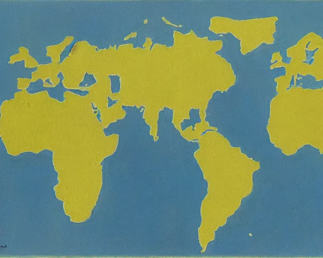 Prompt: map of the world by rene magritte