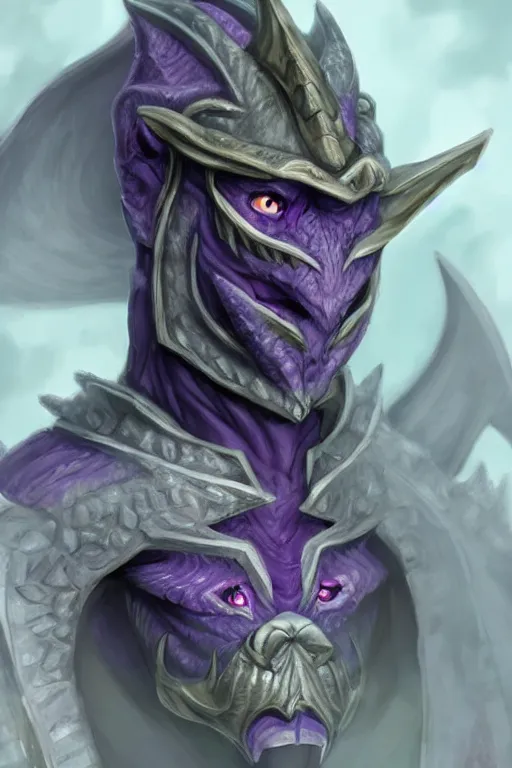 Image similar to amethyst Dragonborn adventurer, ultra detailed, digital art, 8k ,character ,realistic, portrait, hyperrealistic