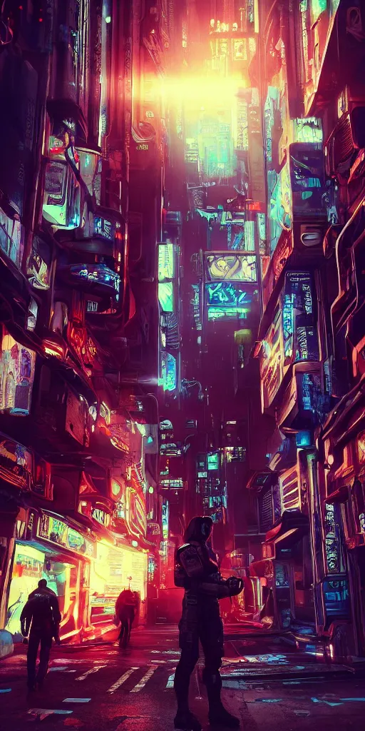 Prompt: professional photo of astronaut on cyberpunk street from low angle shot, synthwave, blade runner, hyperrealistic masterpiece, trending on artstation, cgsociety, kodakchrome, golden ratio, cinematic, composition, beautiful lighting, hyper detailed, sharp focus, octane render, 4 k, unreal engine
