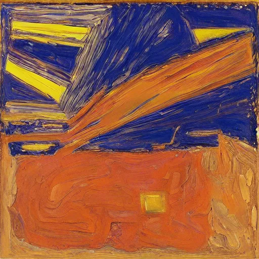 Image similar to Liminal space in outer space by Frank Auerbach