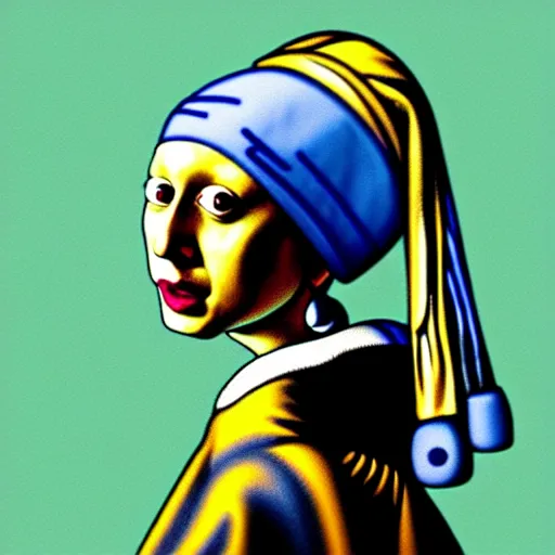 Image similar to cookie monster as girl with pearl earring