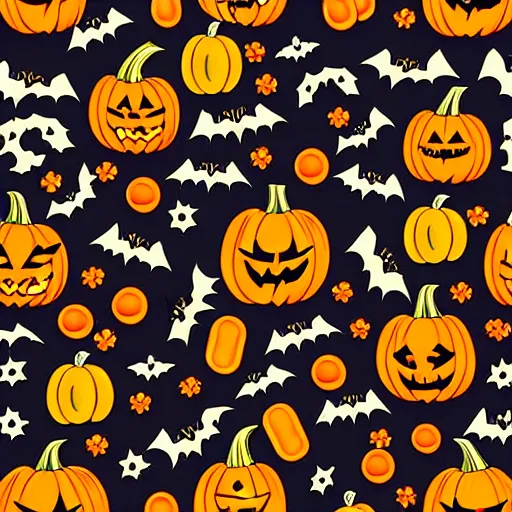 Image similar to seamless pattern of vintage Halloween decorations by John O. Winsch