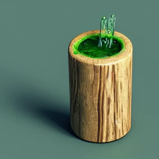 Image similar to wood cane with green slime on it, octane render