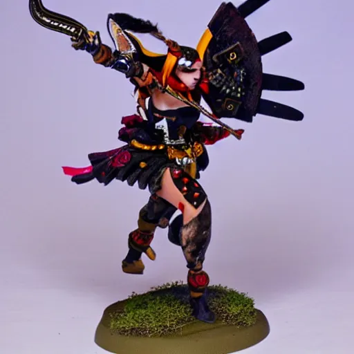 Prompt: full body photo of a female harlequin valkyrie warrior