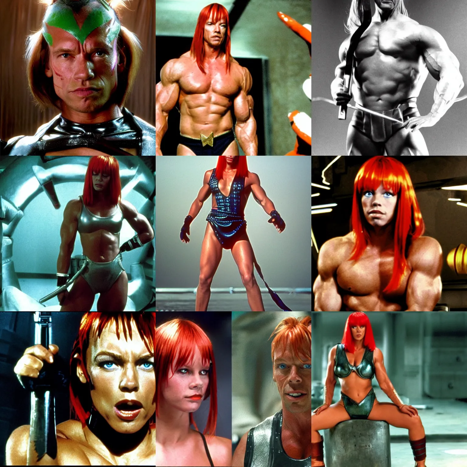 Prompt: a photo of arnold schwarzenegger as Leeloo from The Fifth Element