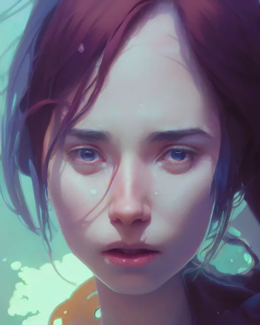 Image similar to highly detailed vfx portrait of a woman crying, unreal engine, greg rutkowski, loish, rhads, beeple, makoto shinkai and lois van baarle, ilya kuvshinov, rossdraws, tom bagshaw, alphonse mucha, global illumination, detailed and intricate environment