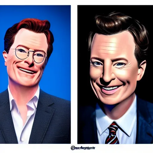 Image similar to photo portrait of the lovechild of conan o'brien, stephen colbert, jimmy kimmel, jimmy fallon, and seth meyers, realistic, hyperrealistic, 8 k resolution, hd quality, very detailed, highly detailed, intricate details, real life, real world, trending on artstation, digital art, really realistic, very realistic, headshot, head in frame, photograph, portrait