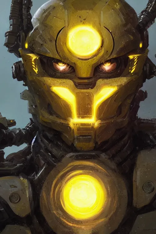 Prompt: portrait Keetongu bionicle eye in the center of his face yellow by Greg Rutkowski