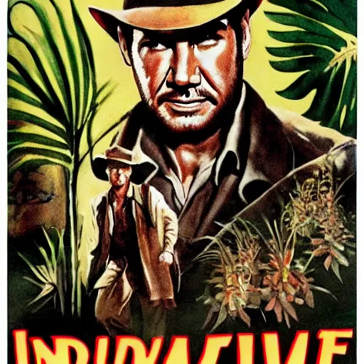 Image similar to indiana jones and the killer plant movie poster