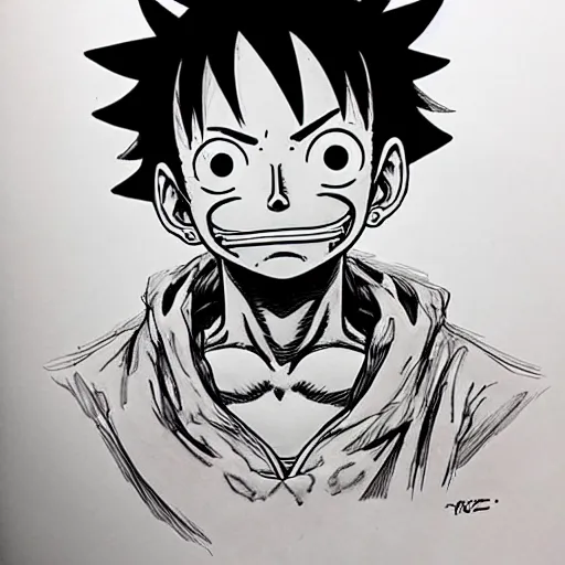 Image similar to luffy by kim jung gi