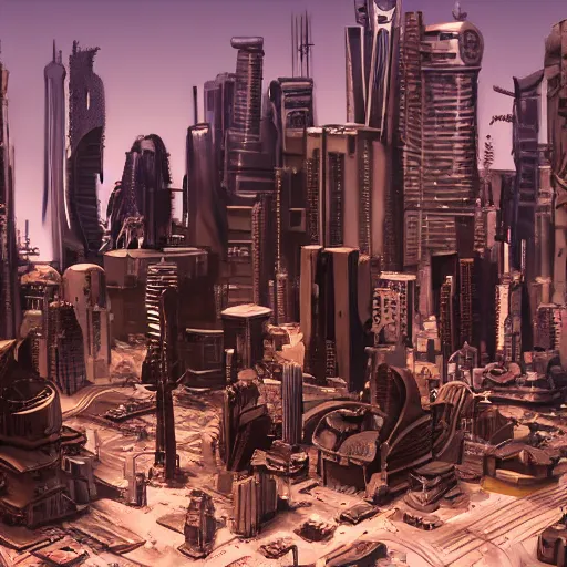 Prompt: cyberpunk wild west city sculpted in the style of george tsougkouzidis, clay, sculpture, portrait lighting