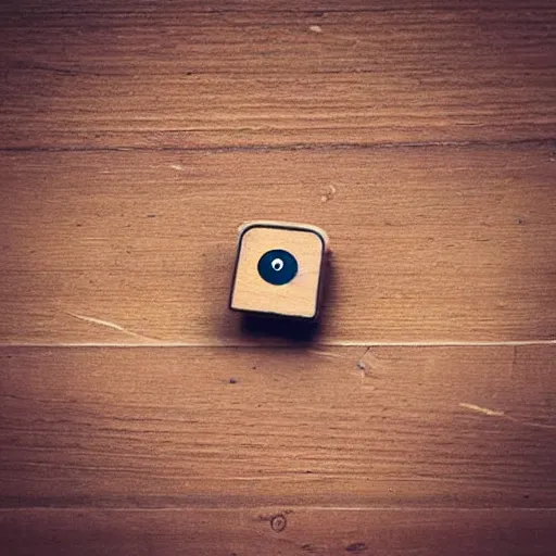 Prompt: an absolutely adorable tiny wooden robot has fallen in love with an acorn, octane, tilt shift, hearts, googly eyes, twee