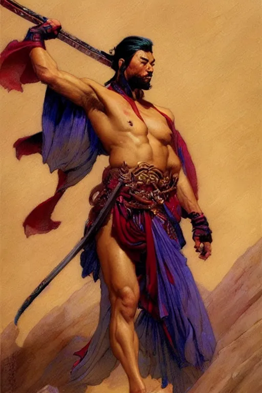 Image similar to wuxia, beefy male, character design, colorful, painting by gaston bussiere, craig mullins, j. c. leyendecker, tom of finland