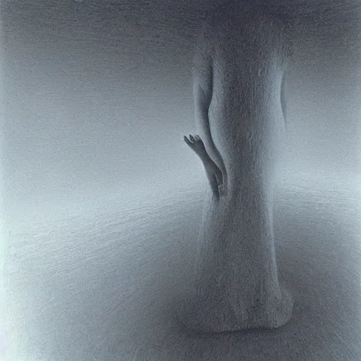 Image similar to Cool commuter ghost. Zdzisaw Beksinski.