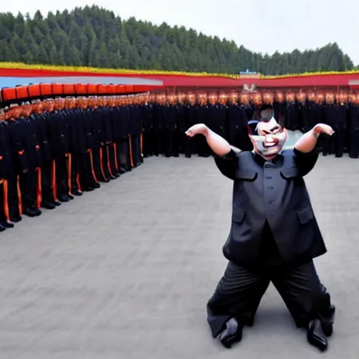 Image similar to Kim Jong Un does Push ups with one hand