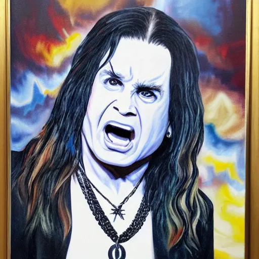 Image similar to ozzy osbourne esspresionalist painting