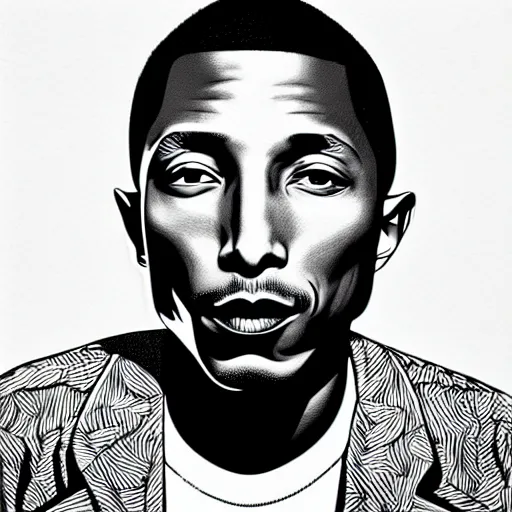 Prompt: pharrell williams by martin ansin