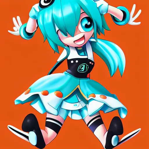 Image similar to hatsume miku as a pixar cars character, digital art, detailed