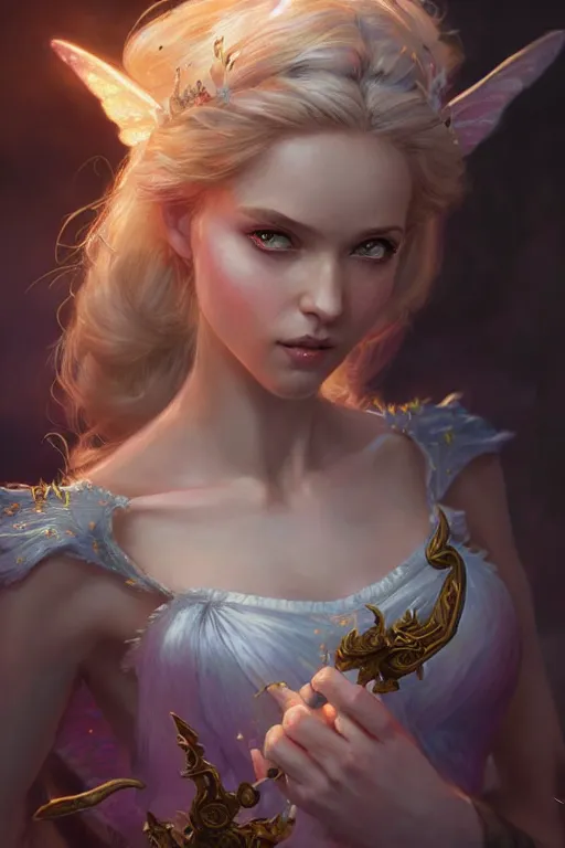 Image similar to fairy princess, highly detailed, d & d, fantasy, highly detailed, digital painting, trending on artstation, concept art, sharp focus, illustration, art by artgerm and greg rutkowski and magali villeneuve