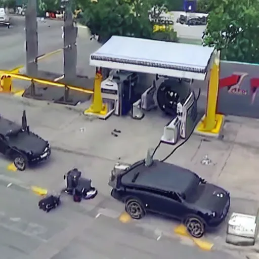 Image similar to cctv footage of tank refueling at gas station